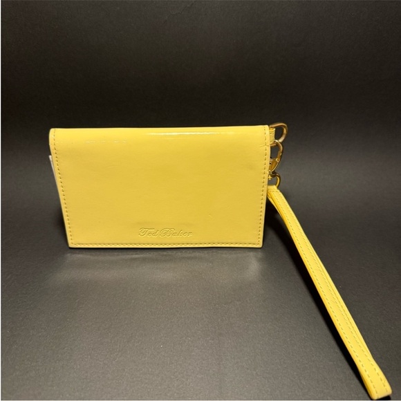 Ted Baker Vintage Y2K Yellow Patent Leather Wristlet Clutch Wallet Japan NWT - Picture 2 of 7